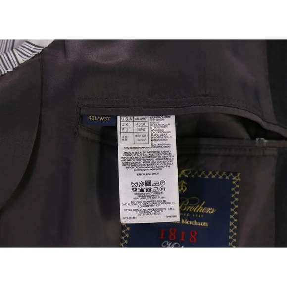Brooks Brothers Madison Solid Charcoal Gray 2-Btn Wool Blazer Made in USA 43L - Picture 8 of 9